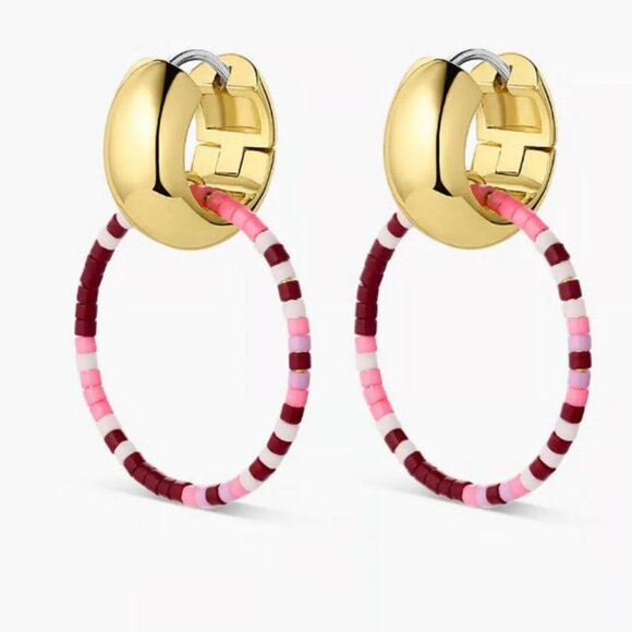 Gorjana Pink Gigi Drop Malibu Beaded Hoop Earrings - Picture 1 of 4